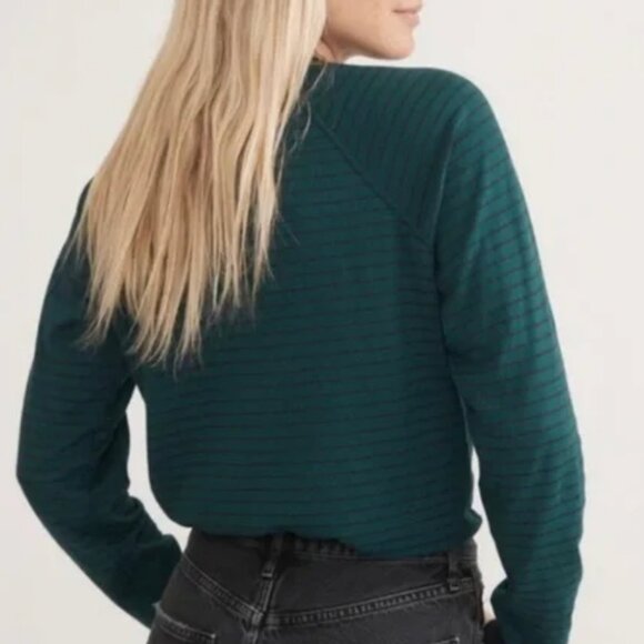 Marine Layer Atkins Reversible Raglan Crewneck Sweater - Polka Dot and Stripe - Picture 2 of 10